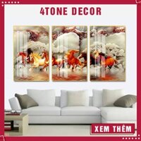 [Free Ship] Bộ 3 Tranh mã đáo thành công chất liệu tráng gương cao cấp kích thước 50x70x 3 bức