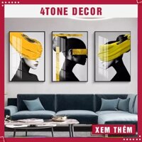 [Free Ship] Bộ 3 tranh tráng gương cao cấp chân dung cô gái nghệ thuật kích thước 50x70 x 3 bức
