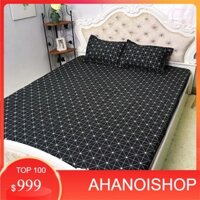 Free ship Bộ ga gối 1m2,1m4,1m5,1m6,1m8 poly cotton 3 món mẫu lá chuối (CGHN)