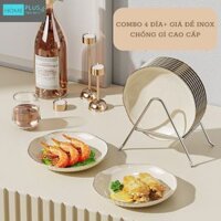 [FREE SHIP] COMBO4 ĐĨA+ GIÁ INOX ĐI KÈM TIỆN DỤNG, dùng cho đựng thực phẩm khô, hoa quả, bánh kẹo