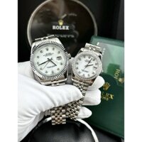 [Free Ship] [được ktra hàng] Đồng hồ cặp nam nữ cao cấp Rolex size 31/41mm dây thép mạ bạc mặt khảm trai bảo hành 2 năm