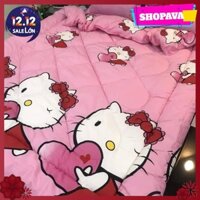 [Free ship-Giảm mạnh]Bộ chăn phao ga gối poly,đủ kích thước,chát chọn mẫu,mẫu hello kitty ôm tim