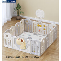 (Free ship Hà Nội, HCM+bảo hành 2 năm)Quây cũi gấp gọn khủng long có cột bóng rổ và ném vòng BR9502