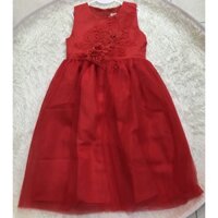 [FREE SHIP-HÀNG MỚI VỀ] Váy vải tuyn không tay màu đỏ với lưới cuộn