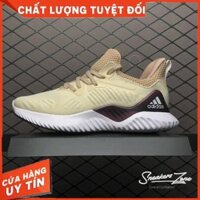 (FREE SHIP + HỘP + QUÀ) Giày thể thao sneaker nam nữ ALPHABOUNCE Beyond 2018 Cream deep red Kem gót đỏ đậm  . : : :