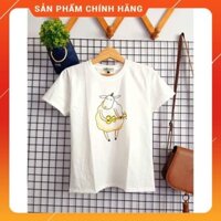 [FREE SHIP] I-2041 Áo Thun Nữ Tay Ngắn In Con Cừu Đánh Đàn