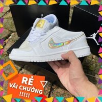 🔥FREE SHIP Sneaker 🅹🅾🆁🅳🅰🅽 Low UNC Giày Thao Nam Nữ Cổ Thấp Trắng Tem Vàng [Fullbox &Bill]