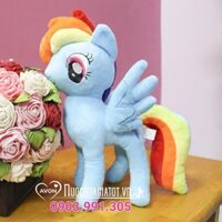 FREE SHIP TẶNG TÚI QUÀ THÚ BÔNG NGỰA PONY RAINBOW DASH XANH MẪU XỊN 30CM