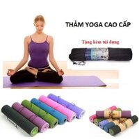 Free Ship - Tham tâp yoga tpe cao câp 2 lơp day 6mm hang loai 1 - Tham nâu nhat