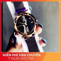 Free ship - Thời trang cao cấp  ĐỒNG HỒ NỮ ULZZANG 1102 DÂY THEP KHÓA NAM CHÂM THIẾT KẾ SANG TRỌNG