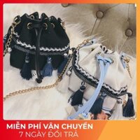Free ship - Thời trang cao cấp  Túi vải rút dây 3938 mang đậm nét vintage