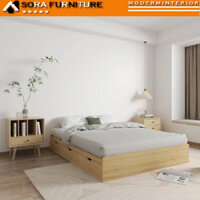 [FREE SHIP TPHCM]Giường ngủ gỗ MDF thiết kế ngăn kéo hiện đại S555