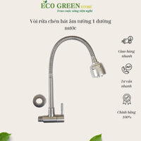 [Free Ship] Vòi rửa chén bát âm tường 1 đường nước lạnh cần mềm chất liệu inox 304 dành cho bồn rửa kép tiện dụng