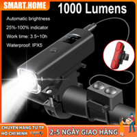 【🔥Free ship🔥】1000 Lumens Đèn xe đạp nổi bật Đèn pha đi xe đạp chống nước được thiết kế với cảm biến thông minh Đi xe đèn