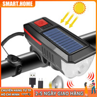 【🔥Free ship🔥】·Đèn xe đạp năng lượng mặt trời có còi chống nước 3 chế độ sáng