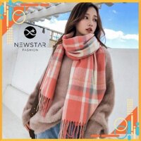 [FREE SHIP]Khăn Dạ Len Hàn Quốc, Khăn Len Dạ Choàng Cổ Kẻ Ô Nhiều Màu, Khăn Choàng Cổ Dạ Len Kẻ Sọc Tua Rua Thời Trang