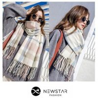 [FREE SHIP]Khăn Dạ Len Hàn Quốc, Khăn Len Dạ Choàng Cổ Kẻ Ô Nhiều Màu, Khăn Choàng Cổ Dạ Len Kẻ Sọc Tua Rua Thời Trang