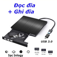 【🔥Free ship🔥】Ổ đọc ghi đĩa CD DVD rời gắn ngoài qua cổng USB 3.0 cho laptop, PC, máy Mác