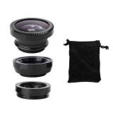 Free shipping 3 in1 Fish Eye Wide Angle Macro Clip-on Lens Kits For Smart Phone iPhone Tablet