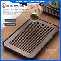 [📢Free shipping🕹️]Khay trà tre cao cấp Khay đựng trà gỗ Khay đựng trà đạo bằng tre hun khói có khay đựng nước