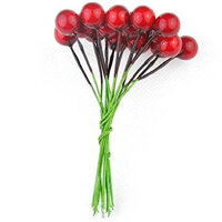 [Free Shipping]Ouken 30Pcs Christmas Mini Fruit Red Berry Artificial Flower Decor Simulation Berry