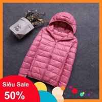 FREE Xả Hàng - Áo phao lông vũ cho nữ siêu nhẹ loại có mũ -A23 new