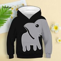 {Freelive} Áo nỉ phòng chờ họa tiết voi Áo Hoodie in hình con voi đáng yêu cho trẻ mới biết đi Áo chui đầu dài tay cho trẻ em Đồ thể thao trong phòng chờ dễ thương và thoải mái cho bé trai