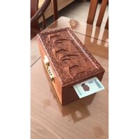 FREESHIP 1 Hộp đựng tiết kiệm cao cấp gỗ Hương có khóa số an toàn trạm Thuộn Buồm Xuôi Gió