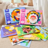 [Freeship 20-70k] Đồ chơi trẻ em tranh cát bộ 16 chủ đề tặng kèm 12 màu cát cho bé sáng tạo
