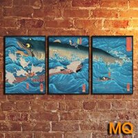 Freeship - 20 Bộ 3 Tranh Nhật Cổ Samurai Geisha Kiếm Nhật Trang Trí Nhà Hàng,Tiệm Tattoo, Tiệm Xăm,Phong Cách Nhật