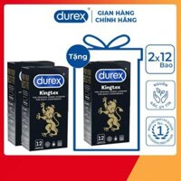 [FreeShip - 300k] Bộ 2 hộp Bao cao su Durex Kingtex 12s + Tặng 1 hộp cùng loại