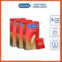 [FreeShip - 300k] Bộ 3 hộp Bao cao su Durex Fetherlite (12 cái/hộp)