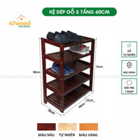 Freeship 47WOOD Kệ giày dép 5 tầng rộng 60cm gỗ cao su chống nước - Giá để giày dép bằng gỗ 47wood 47wood