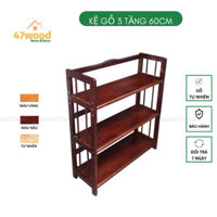 Freeship 47WOOD Kệ sách gỗ cao su kích thước 3 tầng rộng 60cm - kệ gỗ đa năng 47wood 47wood