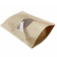 FreeShip 50k - 1 Kg Túi Zip Kraft Giấy Xi Măng 2 Mặt Cửa Sổ Giữa Đáy Đứng Đủ Size