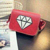 [Freeship 99k Toàn Quốc]🌿 🌸 Túi da mini đeo chéo họa tiết kim cương 🌸🌿