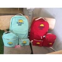 Freeship 99k TQ_Combo ba lô sunny đựng laptop tặng kèm binh nước +sổ tay + móc khóa + gương mini