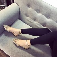 Freeship 99k TQ_Giày bít mũi trong đinh tán đế vuông