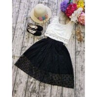 Freeship 99k TQ_set váy ren đen kèm áo ren trắng anpine