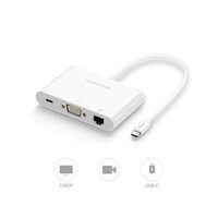 [FREESHIP 99K]_Cáp chuyển đổi USB-C to VGA + Hub USB 2.0 hỗ trợ Lan 10/100Mbps Ugreen 30439