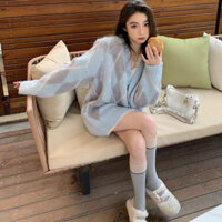 FREESHIP ÁO CADIGAN LEN SỌC XANH PASTEL PHONG CÁCH HÀN QUỐC