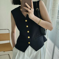 FREESHIP ÁO GILE NỮ TRƠN RETRO CÚC VÀNG CÁ TÍNH HAI LỚP