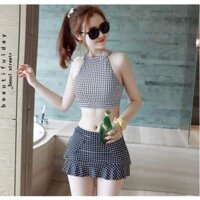 freeship Áo Tắm 2 Mảnh Carô 3D Cực Hot bikini đồ bơi