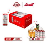 [FREESHIP + ÁP MÃ CÒN 404K + 6 LON + 4 LY] Bia Budweiser Sleek Can Thùng 24 Lon 330ml - Dành Riêng Khách hàng mới