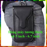[FreeShip] Bao da đeo thắt lưng, đeo hông 2 ngăn cho tất cả các dòng điện thoại size từ 5 inch đến 6.7 inch
