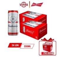 [FREESHIP] Bia Budweiser Combo 2 Thùng 24 Lon 330ml - Tặng thùng đá/ba lô tùy khu vực