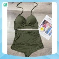 FreeShip  Bikini đỏ mút dày nâng ngực quần nhúng che bụng  Xinh