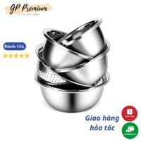 💖FreeShip💖 Bộ 5 Thau Rổ Nhà Bếp 5 món Chất Liệu Inox 304 Cao Cấp Đủ Size Từ 18cm Đến 26cm