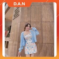 🌸Freeship🌸 👗👗 Bộ Áo Cardigan Croptop 2 Dây Bướm , Set Áo Khoác Dài Tay Kèm Váy  👗 (Có video + Ảnh thật)