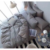 [FREESHIP] Bộ chăn ga gối ga giường cotton poly Hàn Quốc mẫu kẻ xương cá hot hit - Ngân Khánh Bedding drap giường